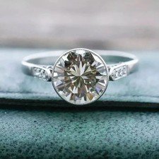 2Ct Art Deco Vintage Style Lab Created Diamond Engagement 14K White Gold FN Ring
