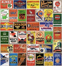 35 Pieces Reproduced Vintage Tin Signs, Gas Oil Retro Advert Antique Metal Signs
