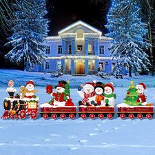 4 Pieces Christmas Train Decorations Outdoor Yard Lawn Signs Christmas Tree Ging