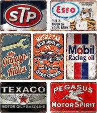 7 Pcs Vintage Metal Tin Garage Signs,Vintage Metal Tin Signs Retro Garage Sig...