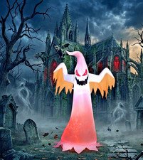 8 ft Halloween Inflatable Blow up White Ghost Red Rotating Led Lights Yard Decor