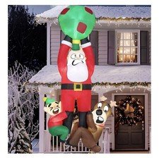 8FT Hanging Santa Reindeer Elf Inflatable Christmas Roof Yard Decor