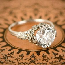 Art Deco Style Round Cut Lab Created Diamond Engagement 14K White Gold FN Ring