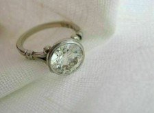 Art Deco Vintage 3.10 Ct White Diamond Engagement Ring 925 Sterling Silver