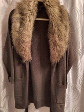Banana Republic Brown Faux Fur Collar Belted Cardigan Sweater M