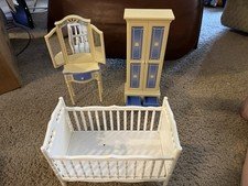 Barbie Doll House Furniture Lot Crib Vanity Wardrobe Locker