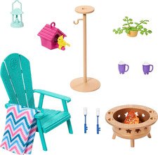 Barbie Furniture & Accessories Set, Doll House Décor, 10+ Pieces for Backyard Pa