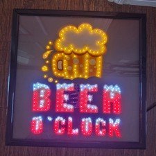Beer O' Clock Lighted 19 X 19 Man Cave, Home Bar, Pub