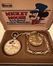 Bradley Mickey Mouse Disney Railroad Pocket Watch Collector's Series Numbered