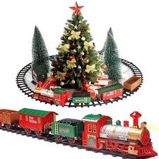 Classic Christmas Train Set with Lights and Sounds Railway Tracks Sets Batter...