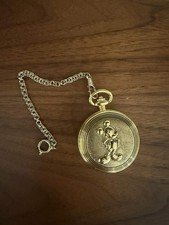 Disney Mickey Mouse Gold Quartz Pocket Watch Verichron 1990s Vintage