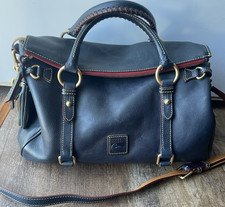 Dooney & Bourke Navy Florentine Leather Satchel with shoulder strap