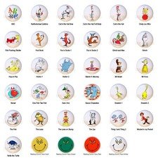Dr Seuss Characters on 1.5" DECORATIVE Glossy CERAMIC Cabinet Drawer Pulls KNOBS