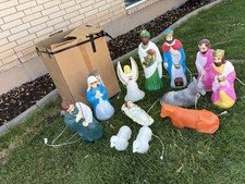 Empire Complete Nativity Set 12 Piece Christmas Lighted Blow Mold