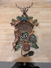 E Schmeckenbecher Hunter Style Musical Cuckoo Clock for parts or repair