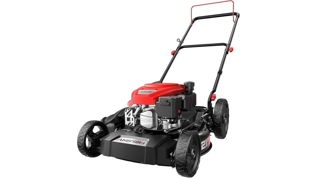 gas powered lawn mower features