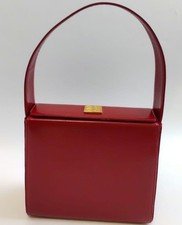 GIVENCHY Red Patent Leather One Shoulder Bag Logo Hardware Japan vintage