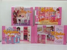 Gloria,Barbie Size Doll Furniture/ 4 set of Dining,Tea, Fridge & Kitchen