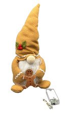 Gnome Christmas Tree Topper Hugger Holding Gingerbread Man Lighted 10" Tall NEW