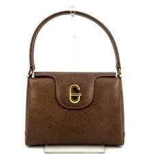 Gucci vintage leather hand bag Top Handle brown Auth
