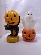 Halloween Blow Mold Vintage Style Table Top Ghost & Pumpkin