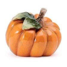 Harvest Halloween Side Pumpkin Ceramic Figurine, 5.5 inch
