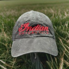 Indian Motorcycle Baseball Hat Adjustable Biker Black Cap Embroidered Red