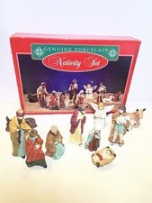 Nativity Set Genuine Porcelain Hand Painted 11 Piece Christmas Decor Vintage