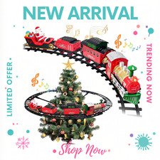 NEW Christmas Train Set Around Tree with Lights Sound Tracks for Kids Toddlers