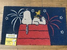 NEW & RARE Peanuts Snoopy & Woodstock Fireworks Outdoor Coir Door Mat 18 x 30