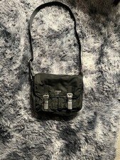 Prada Black Nylon Messenger Bag Crossbody Vela Buckle Flap Logo Vintage Large