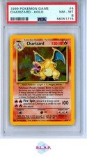 PSA 8 CHARIZARD 1999 Pokemon Base Unlimited #4/102 Holo Non-Shadowless NM-MINT