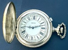 Smiths Great Britain Large Hunter Pocket Watch Rare Case Silver Plated Runs!