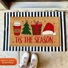Tis The Season Doormat, Christmas Coir Mat, Holiday Decor, Home & Housewarming