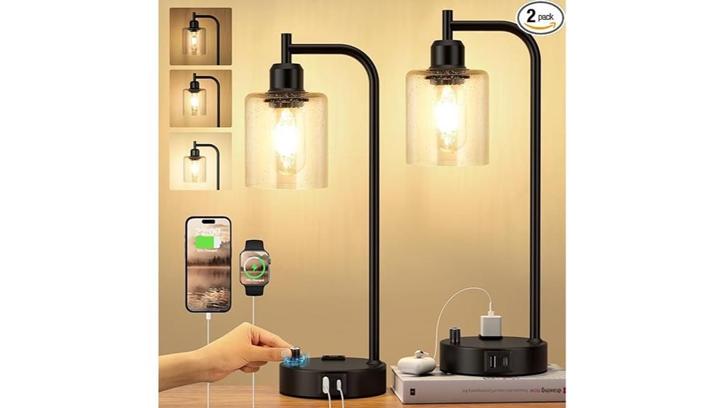 usb enabled industrial table lamps