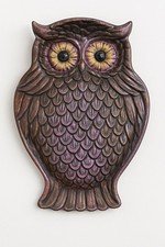 Vintage-Style Owl Wall Plaque Dish Copper Metallic 12.5” Decorative Art Accent