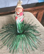 Vintage 1950s Pixie Elf Knee Hugger Green Tinsel Burst Christmas Tree Topper...