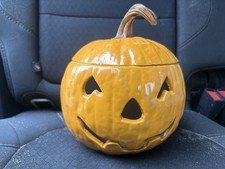 Vintage Ceramic Jack O Lantern Cookie Jar Pumpkin Halloween