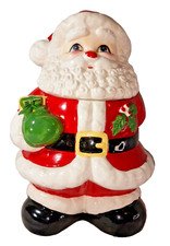 Vintage Ceramic SANTA Cookie Jar Christmas Baking Decor 12" x 8" Jolly St Nick