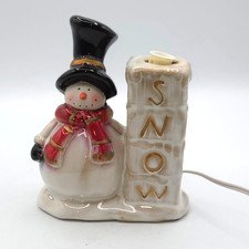 VINTAGE CERAMIC SNOWMAN NIGHT LIGHT CHRISTMAS ACCENT LAMP