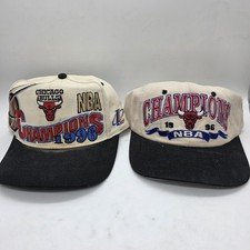 Vintage Chicago Bulls Hats 90s 1996 Champions Logo 7 NBA READ