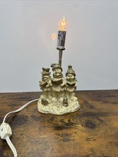Vintage Christmas Caroling Snowmen Snowman Table Lamp No Shade Gold Trim 10.5"