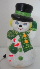 Vintage Christmas Ceramic Snowman Lamp Light Decor 13" Works
