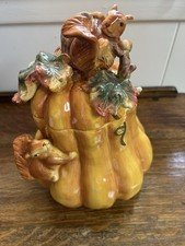 VINTAGE COOKIE JAR SQUIRRELS ON PUMPKIN / SQUASH