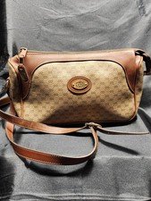 Vintage GUCCI Brown GG PVC Canvas and Leather Crossbody Shoulder Bag 0011150443