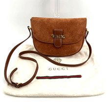 Vintage Gucci Shoulder Bag Chain Suede Brown Authentic 479T0427