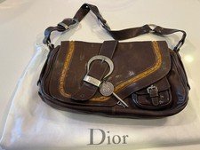 Vintage Pre-Owned Christian Dior Brown Leather Gaucho Bag w/Dust Bag