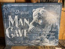 Vintage Tin Metal Sign ~ The Original Man Cave