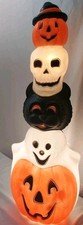 VTG 1995 Empire Blow Mold Halloween Totem Stack Pumpkin Cat Ghost Skull Free Shp
