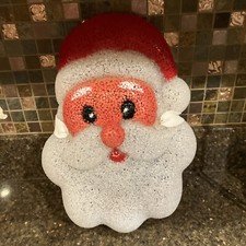 VTG Christmas Melted Plastic Popcorn Santa Porch Light/Lamp Post Cover Retro